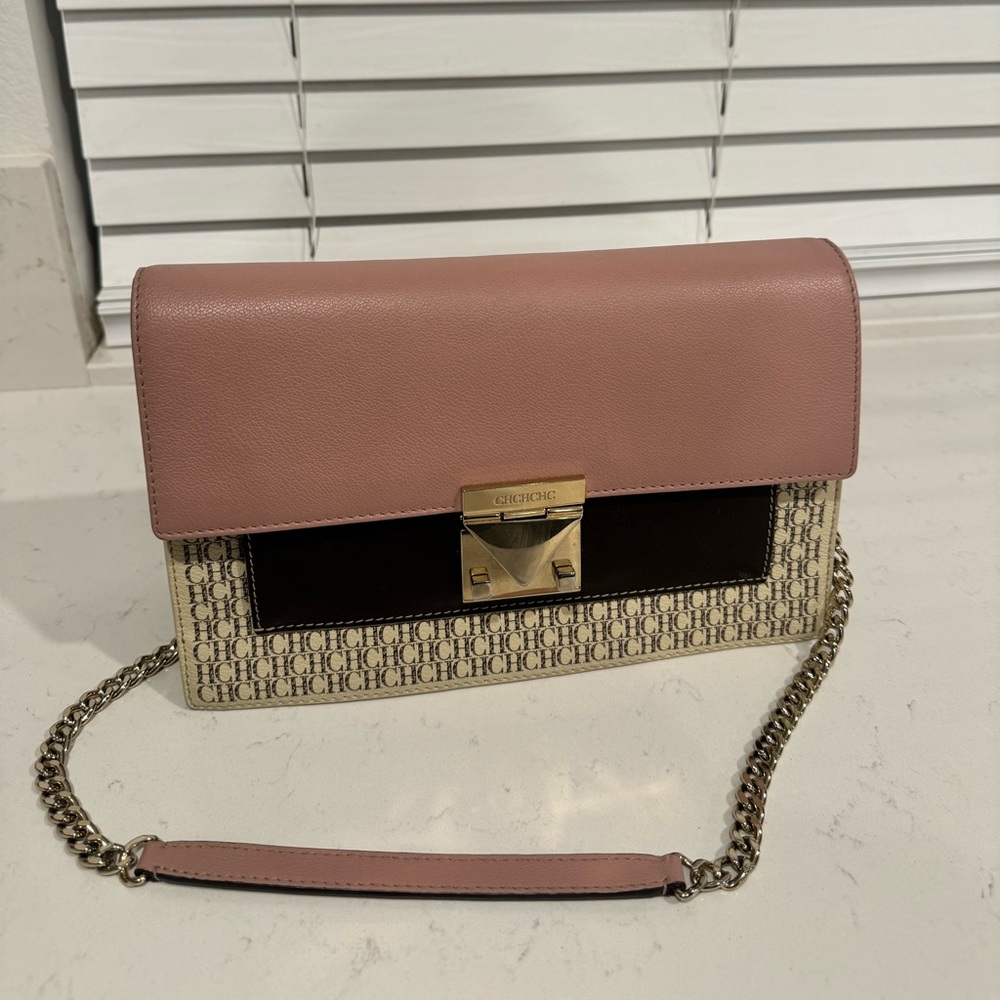 Carolina Herrera Pink and Brown shoulder Bag - Picture 2 of 7
